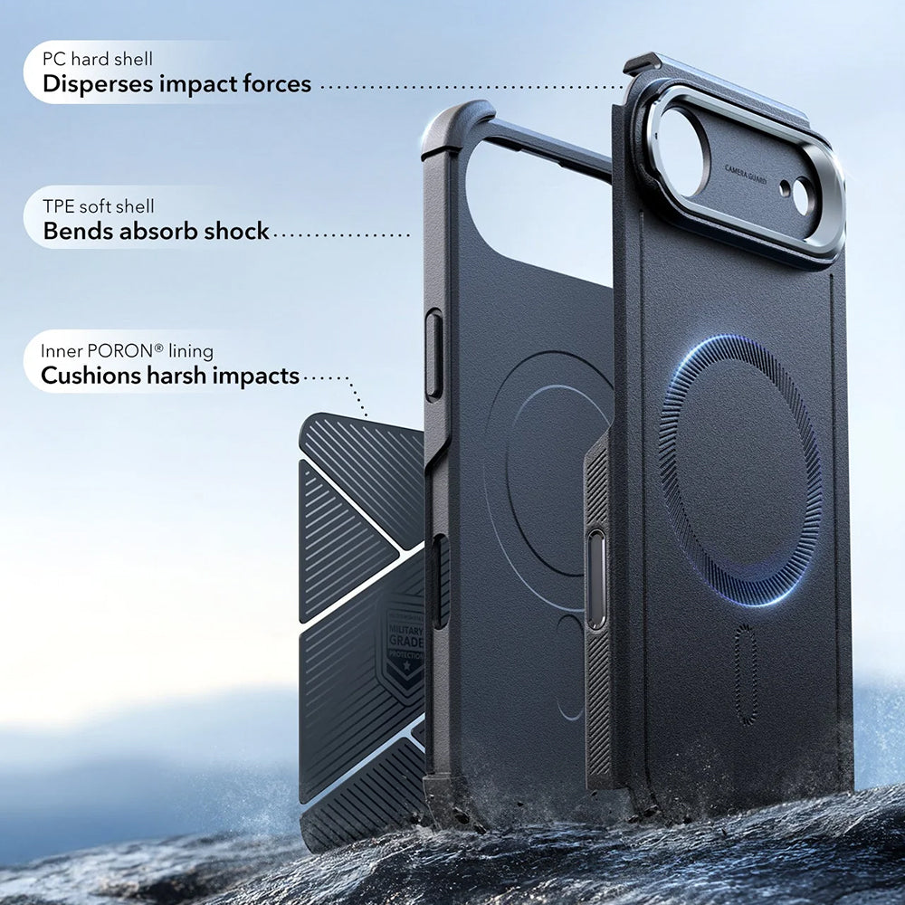 Husa de protectie ESR Cyber Armor Kickstand compatibil cu iPhone 17 Air, Negru