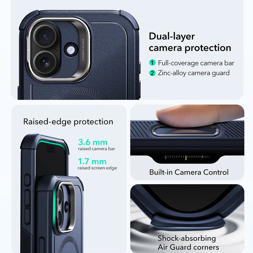 Husa de protectie ESR Cyber Armor Kickstand compatibil cu iPhone 17, Albastru