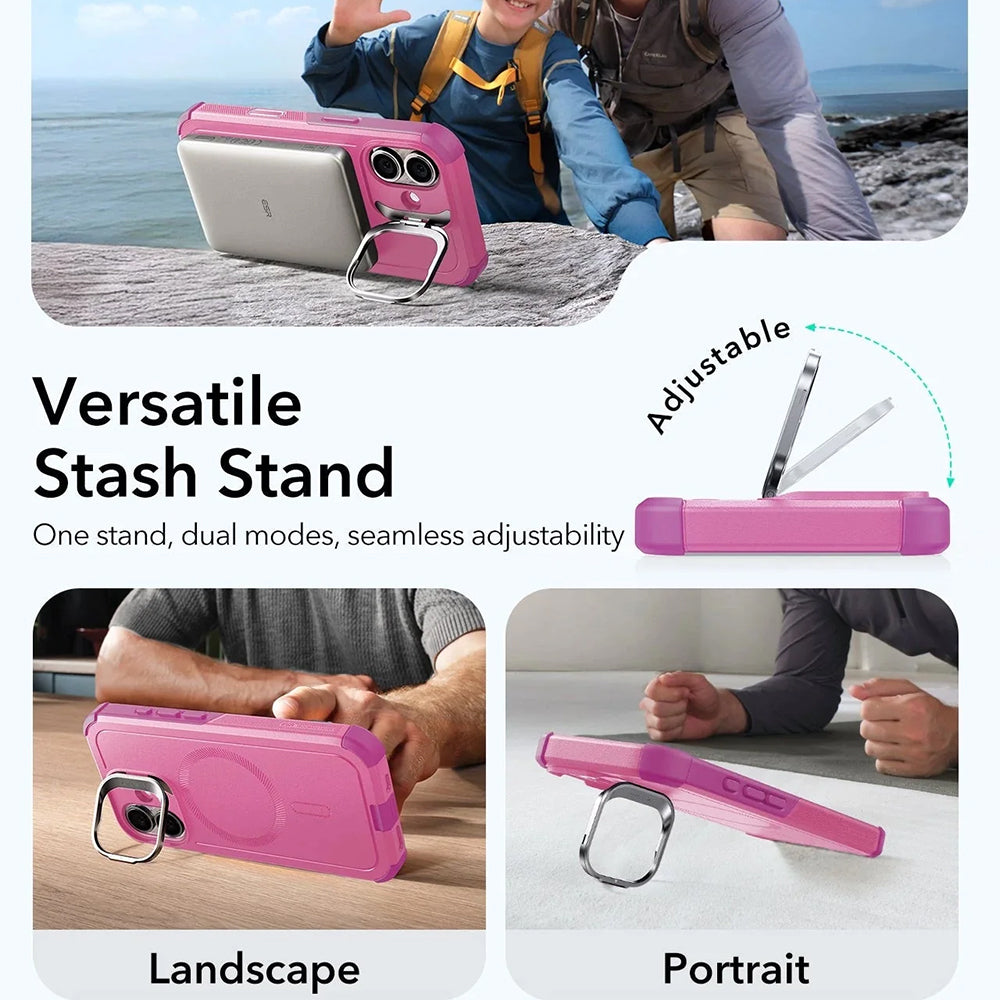 Husa de protectie ESR Cyber Armor Kickstand compatibil cu iPhone 17, Roz