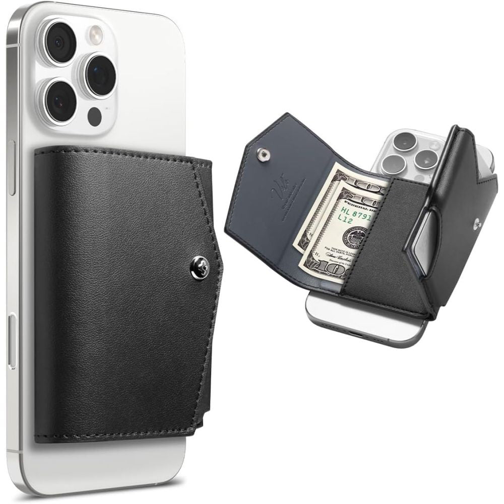 Suport Spigen MagSafe Wallet Valentinus Pro (AFA09442), 3 Cards Storage, Universal, Magnetic, Slim Design, Secure Fit, Negru
