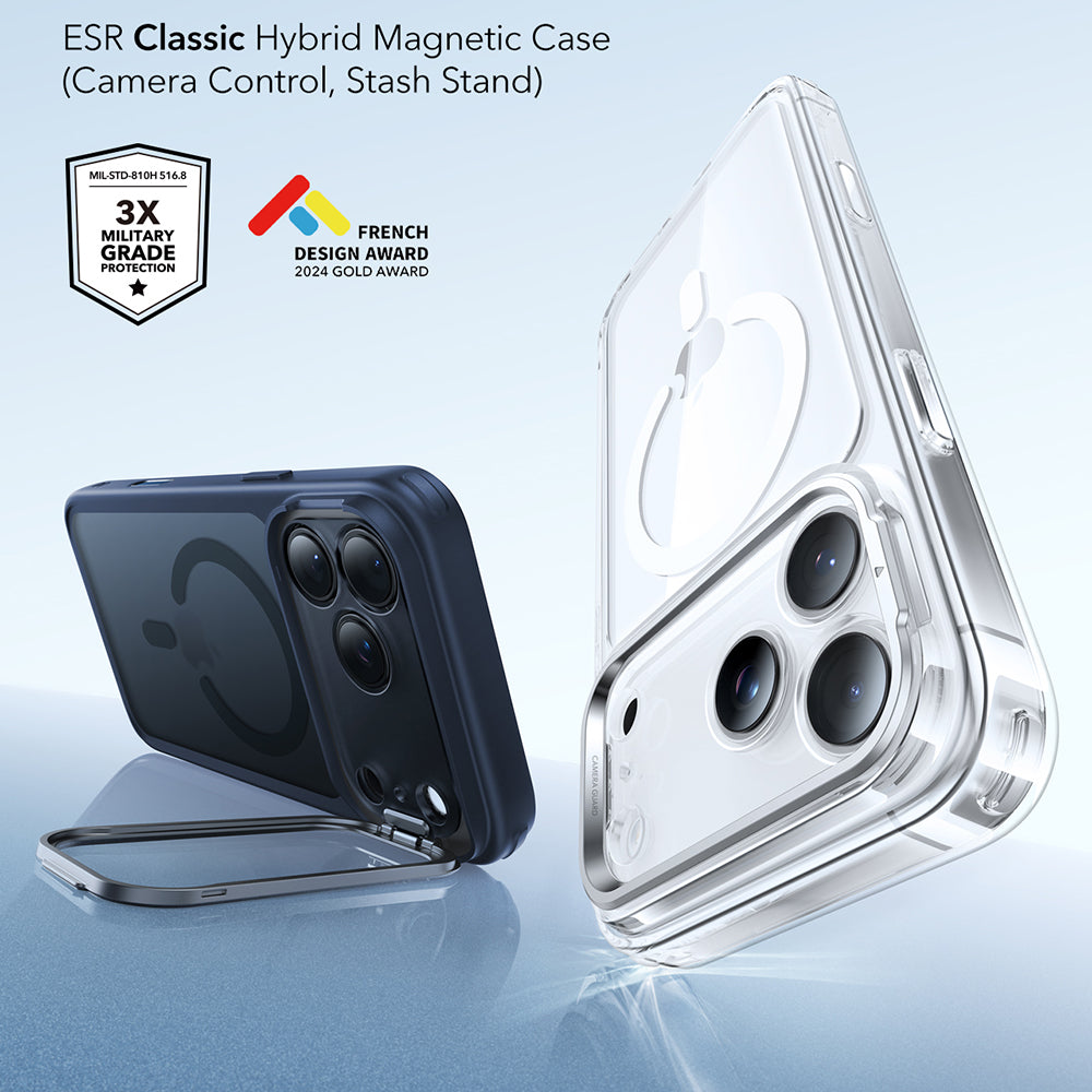 Husa de protectie ESR Classic Hybrid HaloLock Kickstand compatibil cu iPhone 17 Pro, Frosted Blue