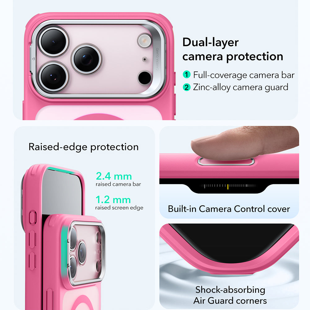 Husa de protectie ESR Classic Hybrid HaloLock Kickstand compatibil cu iPhone 17 Pro, Frosted Pink