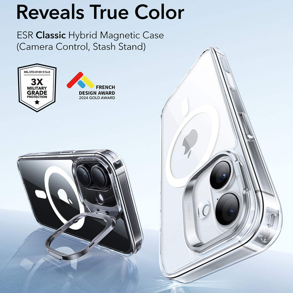 Husa de protectie ESR Classic Hybrid HaloLock Kickstand compatibil cu iPhone 17, Transparent