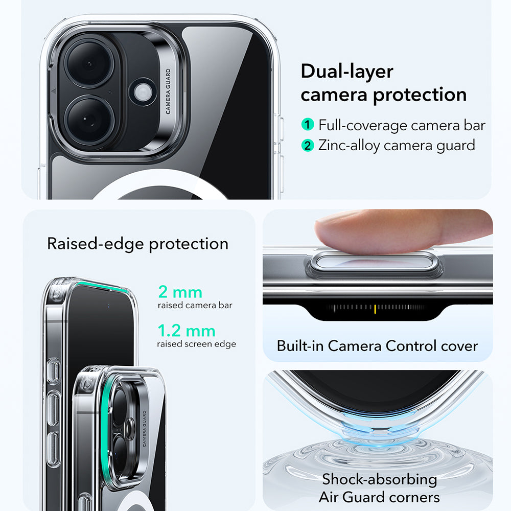 Husa de protectie ESR Classic Hybrid HaloLock Kickstand compatibil cu iPhone 17, Transparent