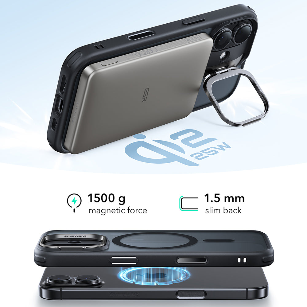 Husa de protectie ESR Classic Hybrid HaloLock Kickstand compatibil cu iPhone 17, Negru Mat