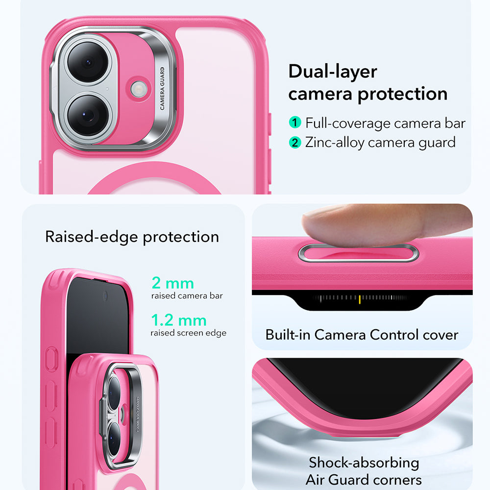 Husa de protectie ESR Classic Hybrid HaloLock Kickstand compatibil cu iPhone 17, Frosted Pink