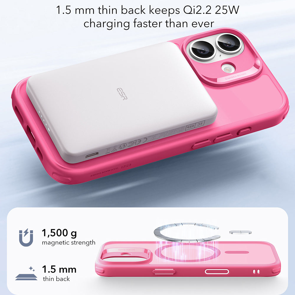 Husa de protectie ESR Classic Hybrid HaloLock compatibil cu iPhone 17, Frosted Pink