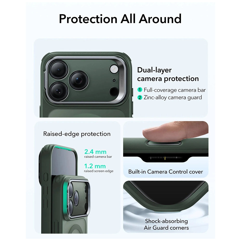 Husa de protectie ESR Classic Hybrid HaloLock Kickstand compatibil cu iPhone 17, Frosted Green