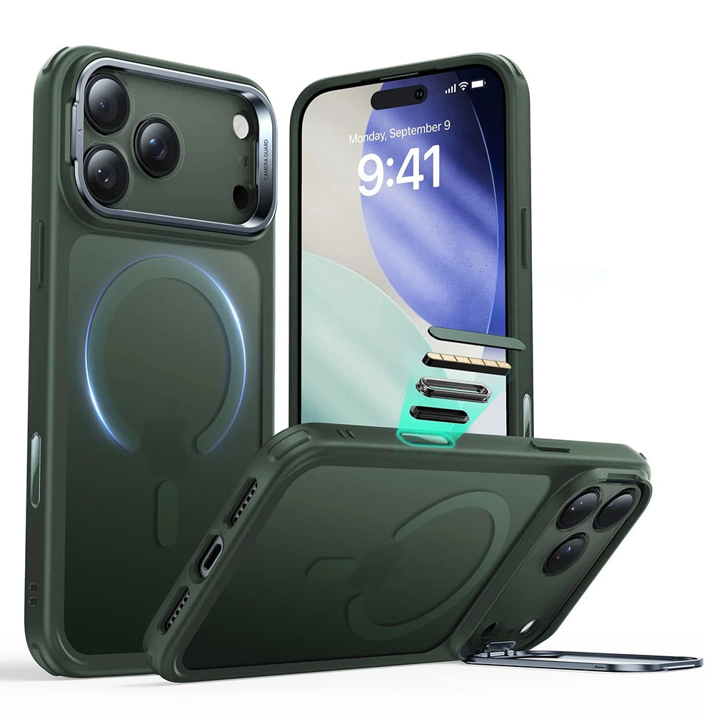 Husa de protectie ESR Classic Hybrid HaloLock Kickstand compatibil cu iPhone 17 Pro Max, Frosted Green