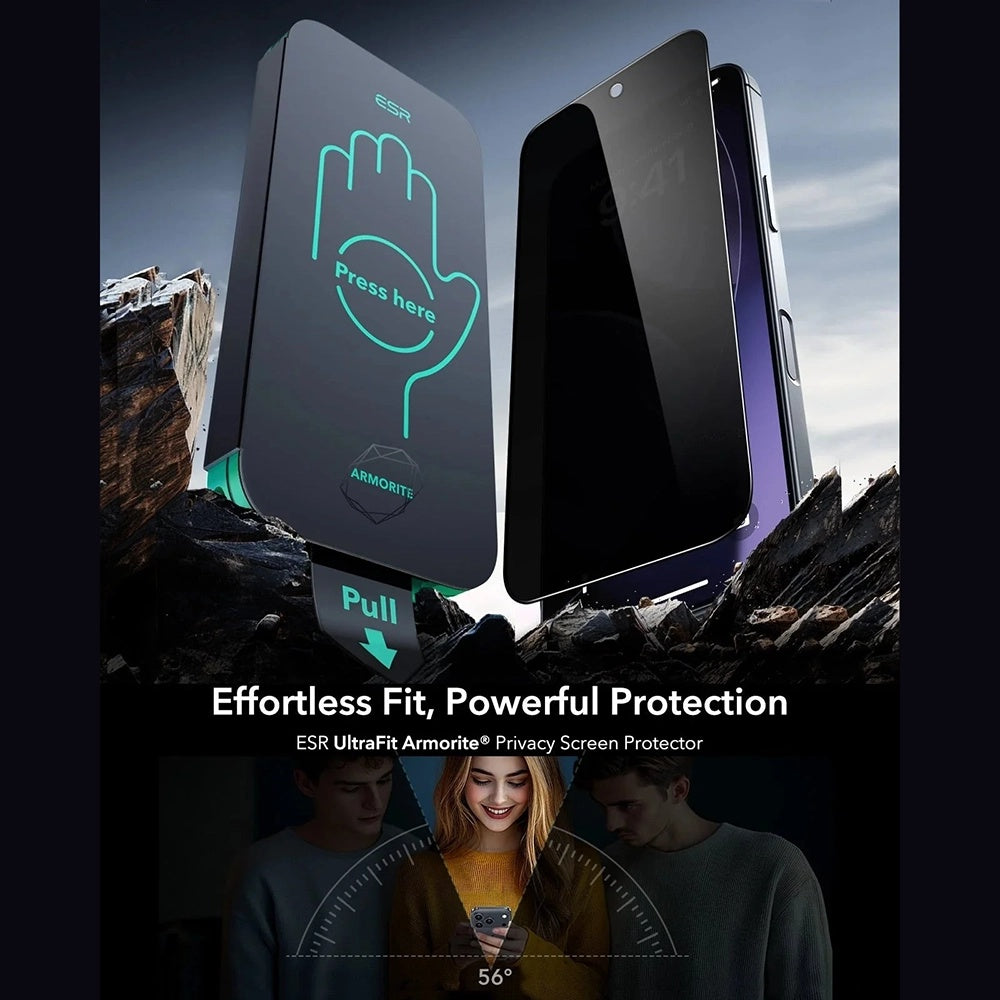 Folie de protectie ESR Privacy Armorite UltraFit (set de 3) compatibil cu iPhone 17, Negru