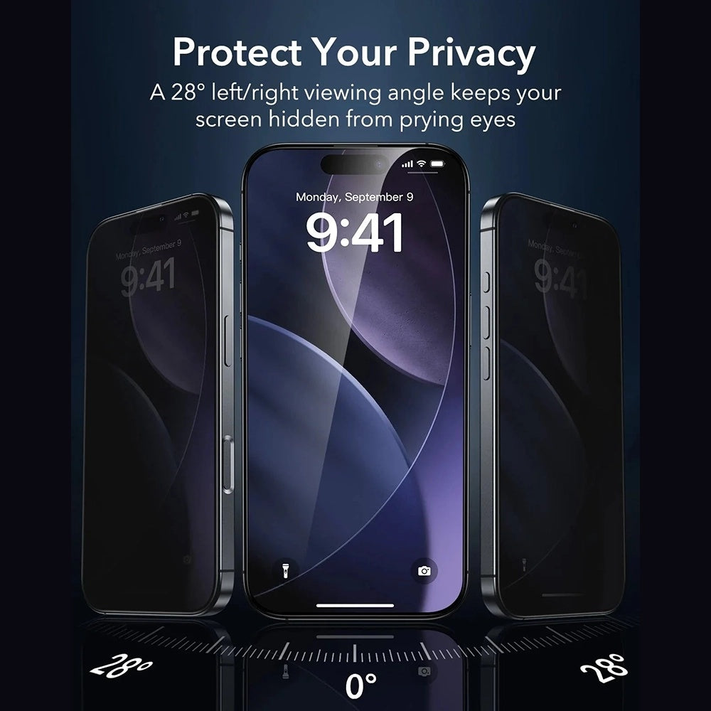 Folie de protectie ESR Privacy Armorite UltraFit (set de 3) compatibil cu iPhone 17, Negru