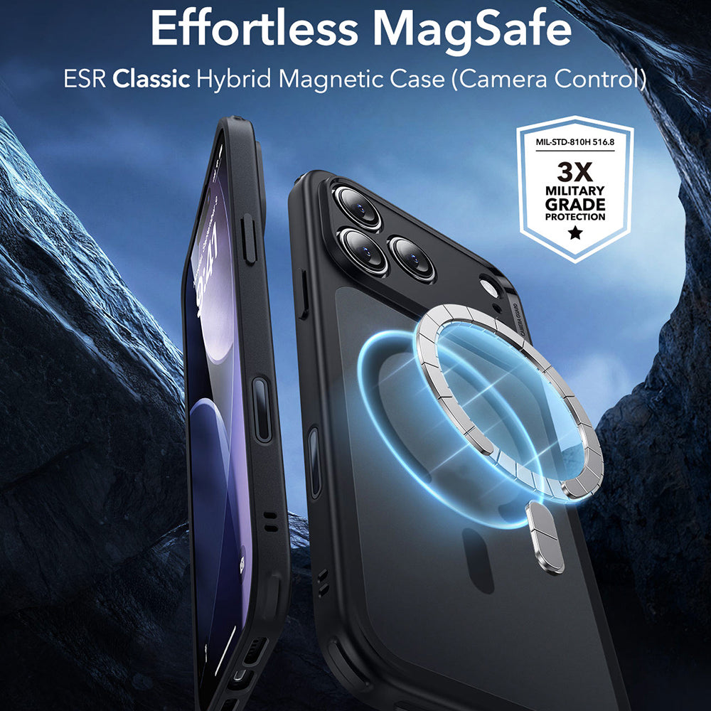 Husa de protectie ESR Classic Hybrid HaloLock compatibil cu iPhone 17 Pro, Negru Mat