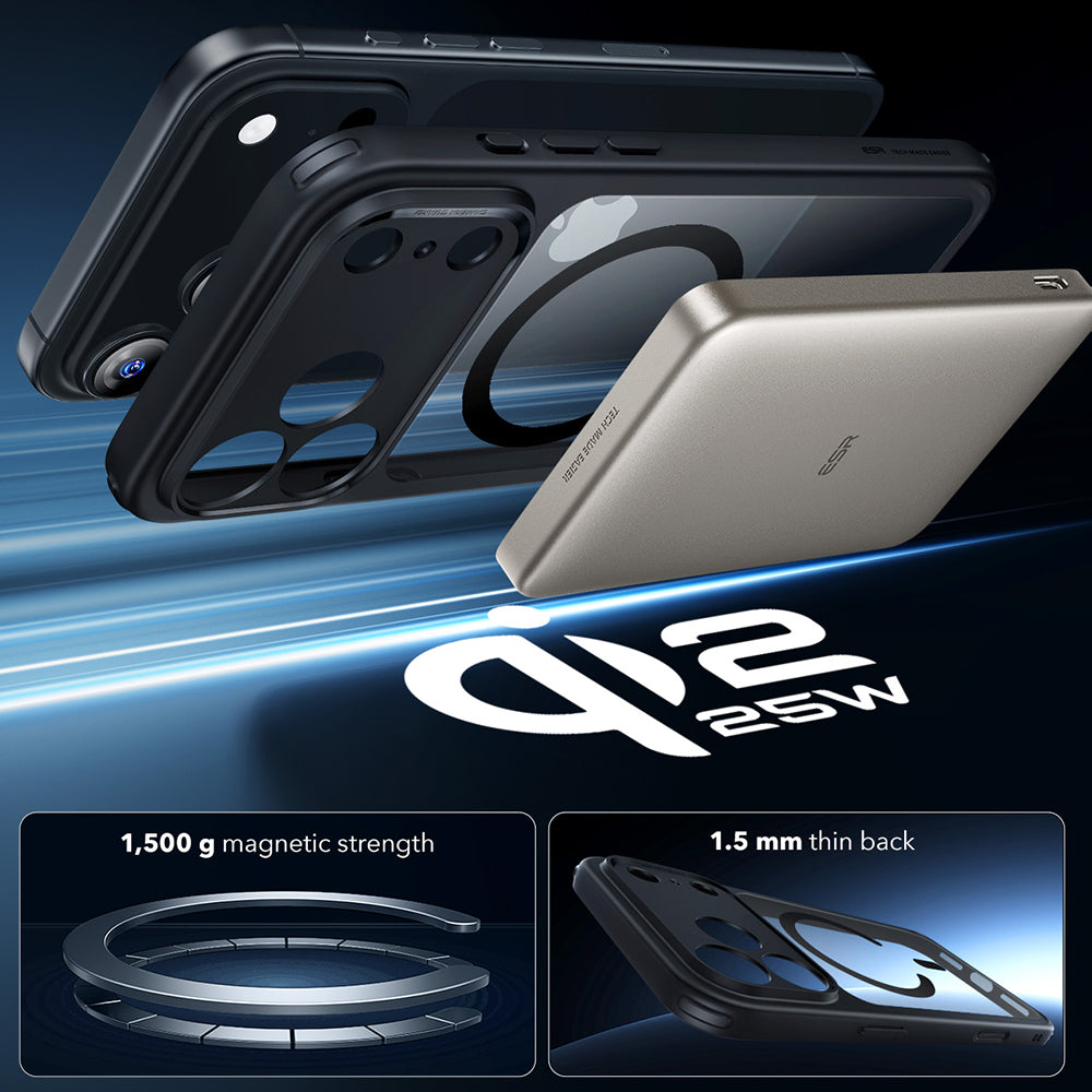 Husa de protectie ESR Classic Hybrid HaloLock compatibil cu iPhone 17 Pro Max, Transparent Black