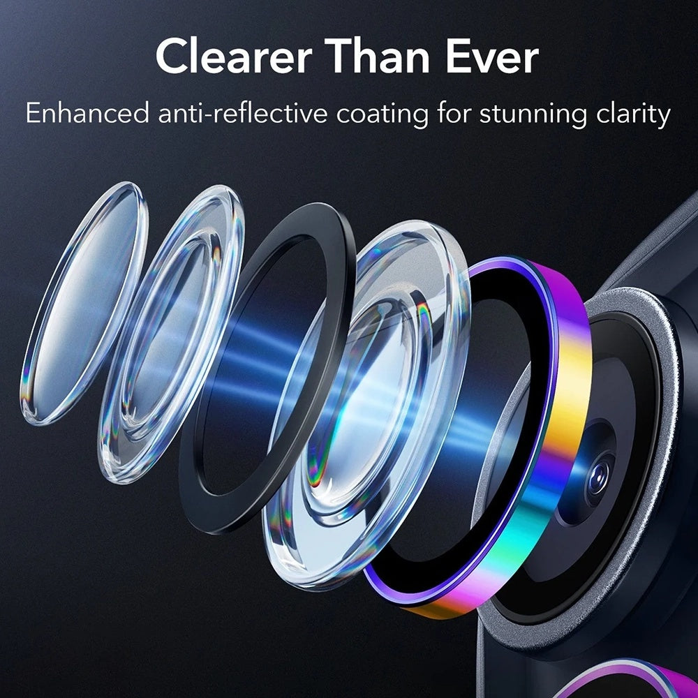 Folie de protectie ESR Armorite Camera Lens Protectors compatibil cu iPhone 14 Pro/Pro Max/15 Pro/Pro Max/16 Pro/16 Pro Max/17 Pro/17 Pro Max, Chromatic