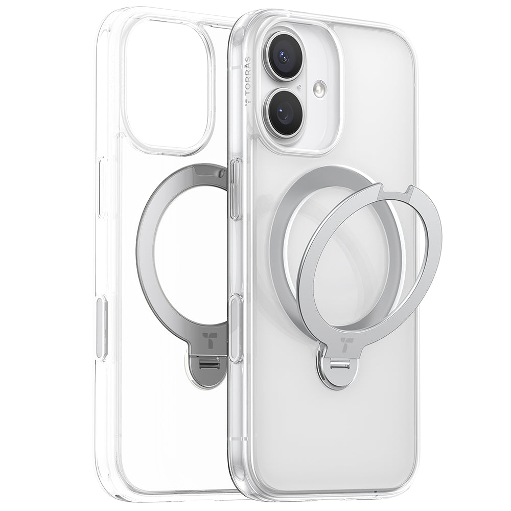 Husa de protectie Torras Ostand Spin MagSafe Series compatibil cu iPhone 17, Transparent