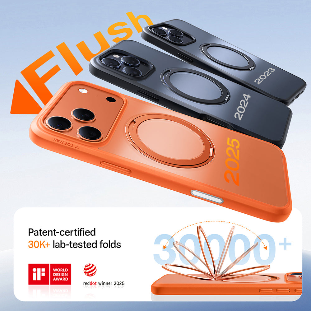 Husa de protectie Torras Ostand Pro MagSafe Series compatibil cu iPhone 17 Pro Max, Portocaliu