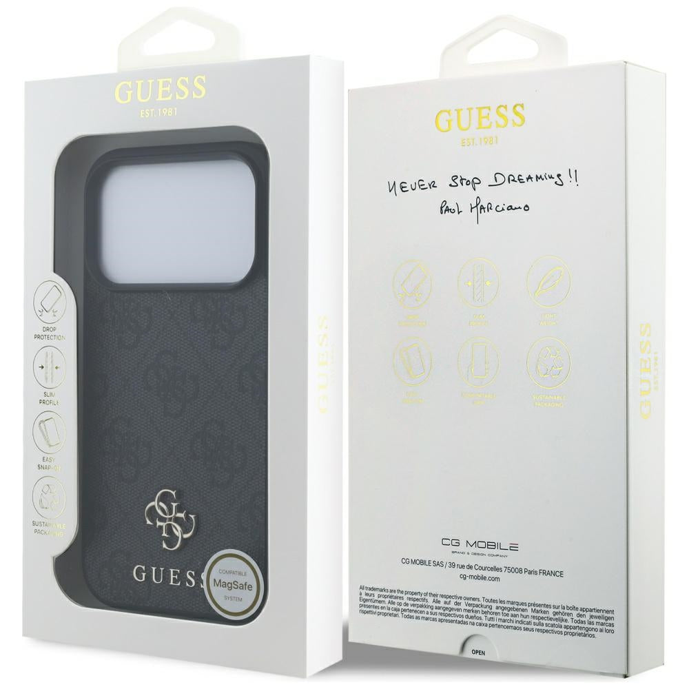 Husa de protectie Guess 4G Small and Classic Logo MagSafe (GUHMP17LP4SM4MK) compatibil cu iPhone 17 Pro, Negru