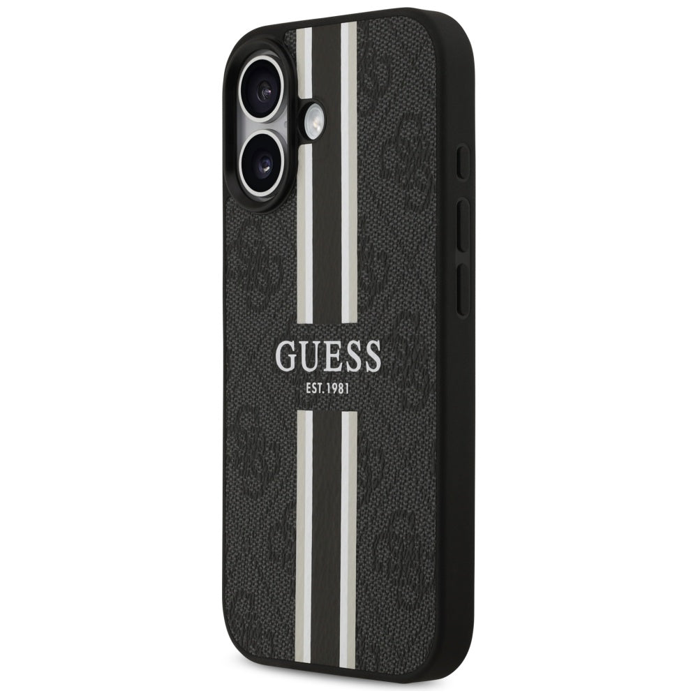 Husa de protectie Guess Hardcase 4G Printed Stripes MagSafe (GUHMP17SP4RPSK) compatibil cu iPhone 17, Negru