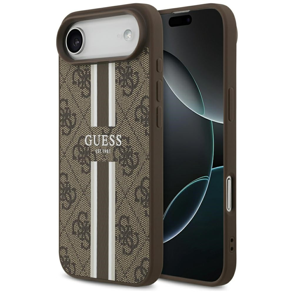 Husa de protectie Guess Hardcase 4G Printed Stripes MagSafe (GUHMP17MP4RPSW) compatibil cu iPhone 17 Air, Maro