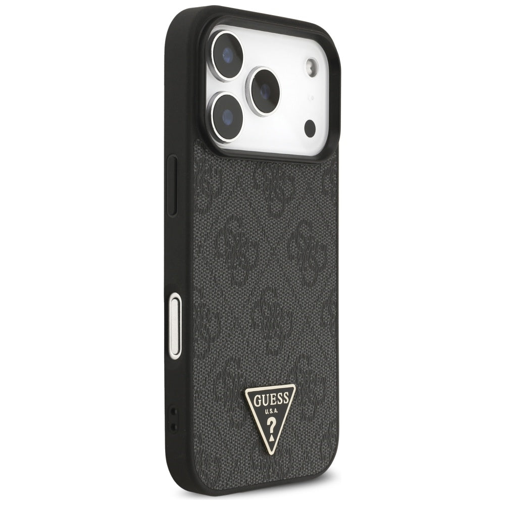 Husa de protectie Guess Hardcase 4G Triangle Logo MagSafe with Cord Strap (GUHMP17XP4TSDPPSK) compatibil cu iPhone 17 Pro Max, Negru