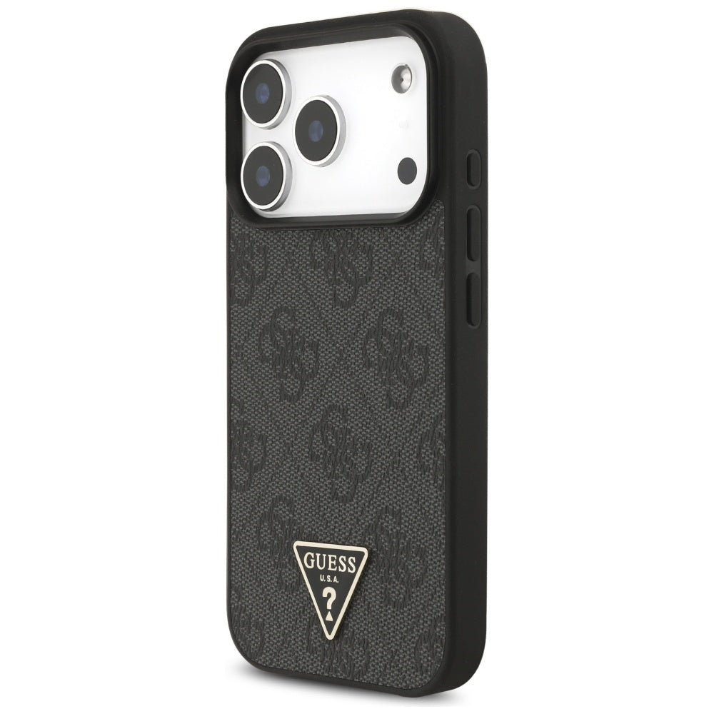 Husa de protectie Guess Hardcase 4G Triangle Logo MagSafe with Cord Strap (GUHMP17XP4TSDPPSK) compatibil cu iPhone 17 Pro Max, Negru
