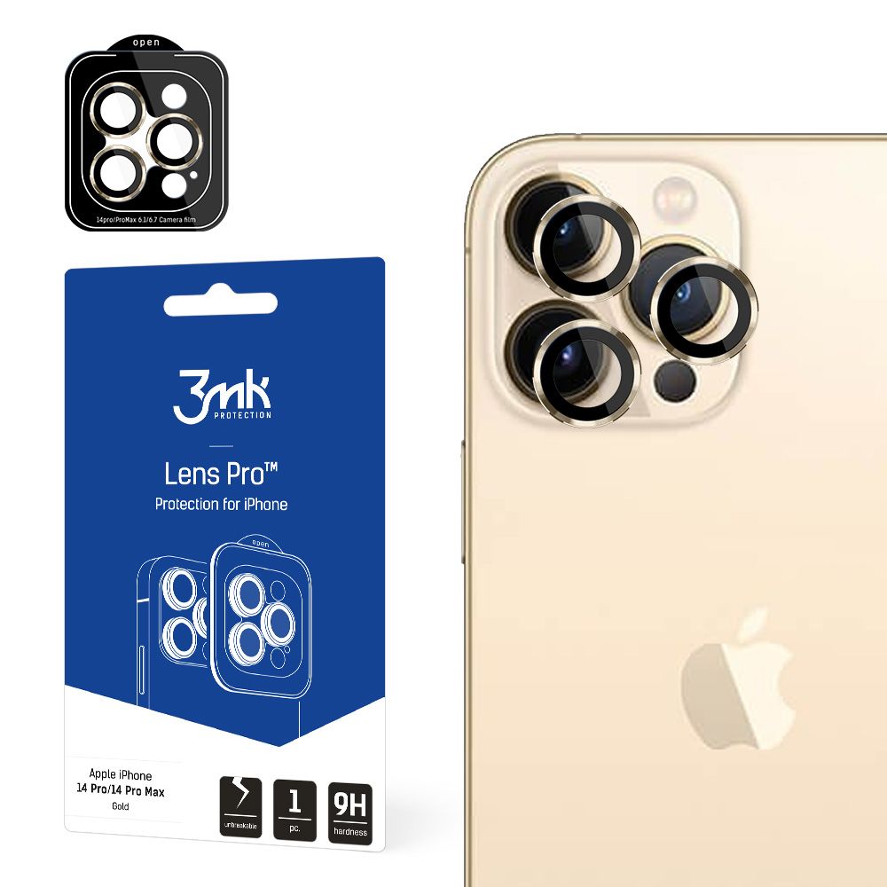 Folie de protectie 3mk Lens Protection Pro compatibil cu iPhone 14 Pro / iPhone 14 Pro Max, Auriu