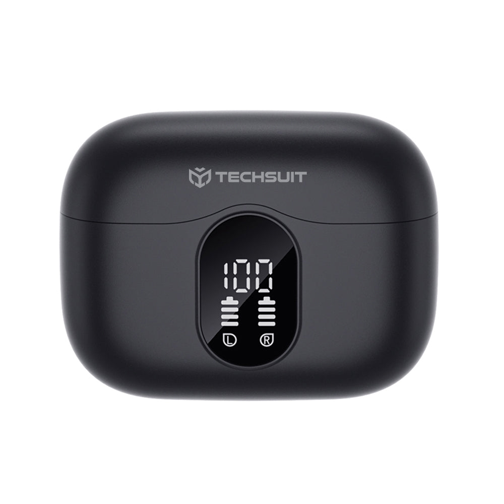 Casti Wireless Techsuit WaveBeat 100 (CW3), Bluetooth 5.4, ANC, Negru