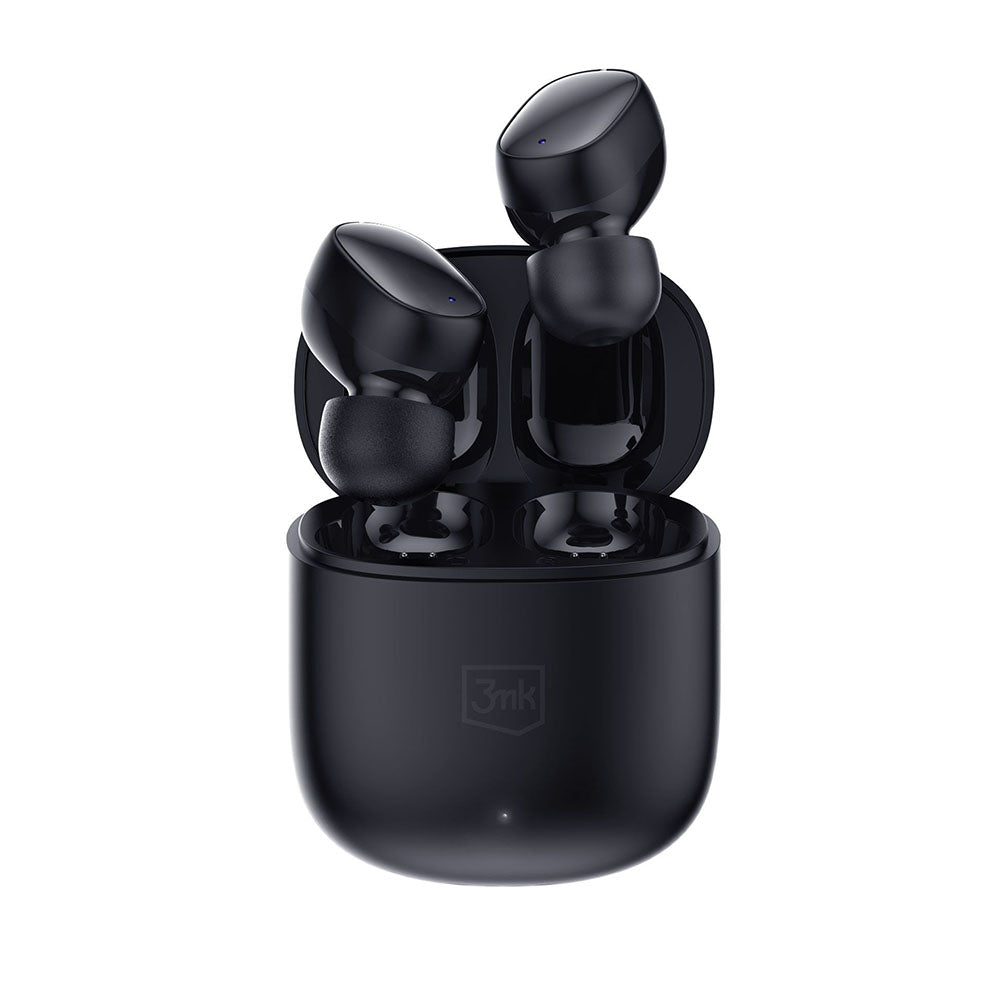Casti 3mk Wireless FlowBuds, Bluetooth V5.3, Hi-Fi Sound Quality, Passive Noise Cancellation, Touch Control, Negru