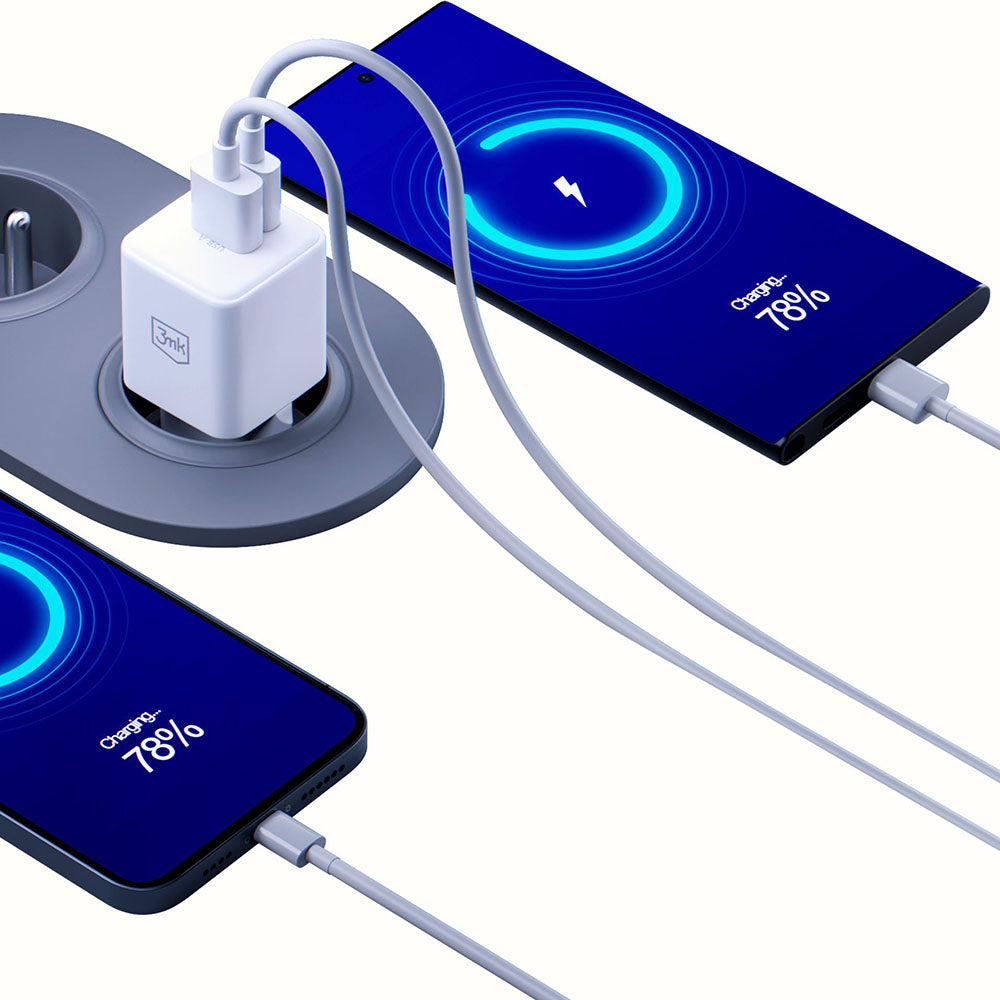 Incarcator 3mk Hyper, USB-A, USB-C, GaN Technology, QC4 + PD, 20W, Alb