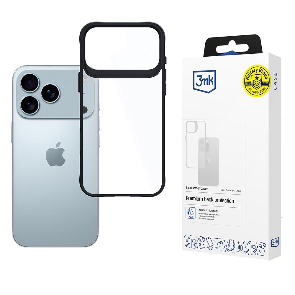 Husa de protectie 3mk Satin Armor + compatibil cu iPhone 17 Pro Max, Negru