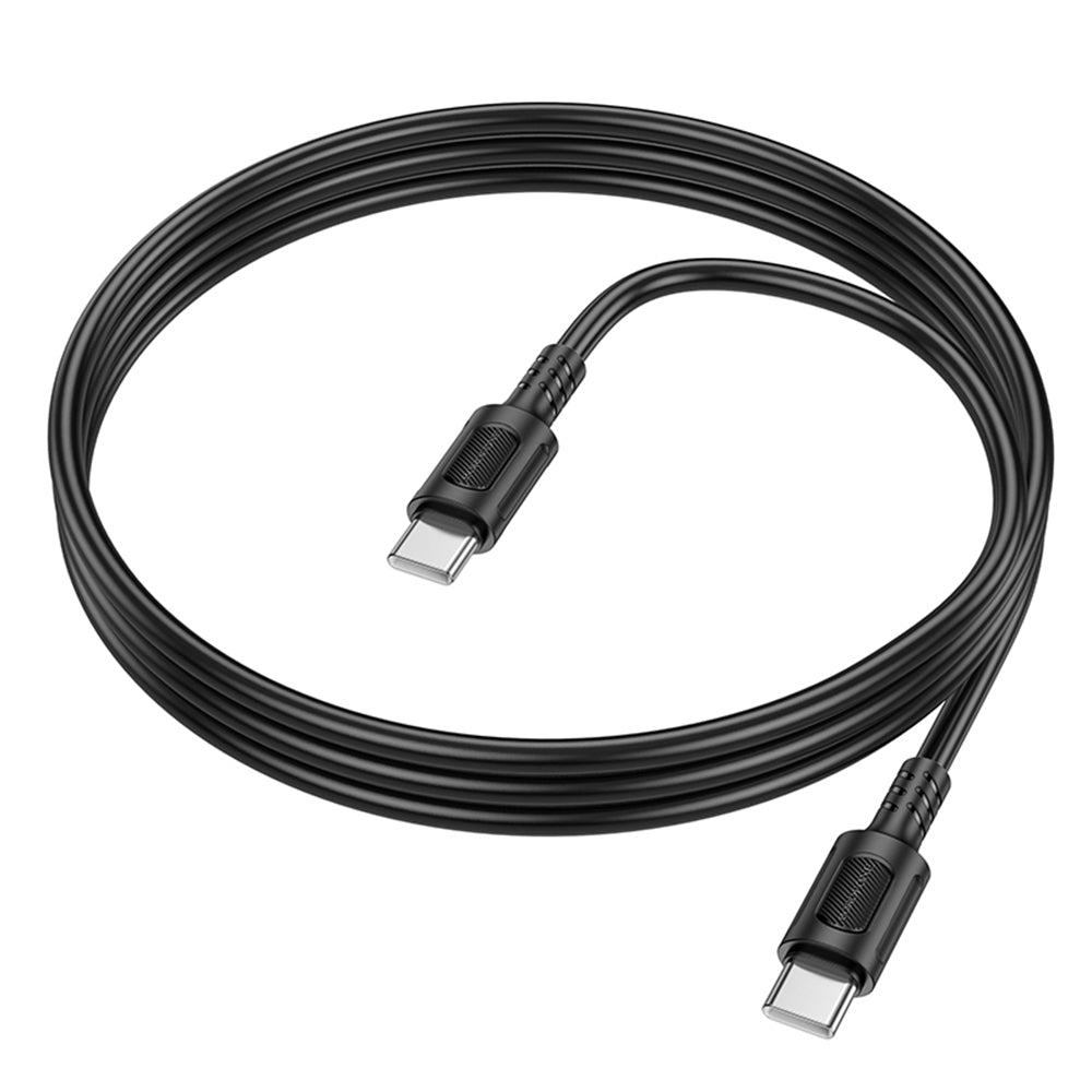Cablu Borofone Feliz Series (BX111), Type-C to Type-C, PVC, Universal, 60W, 3A, 1m, Negru