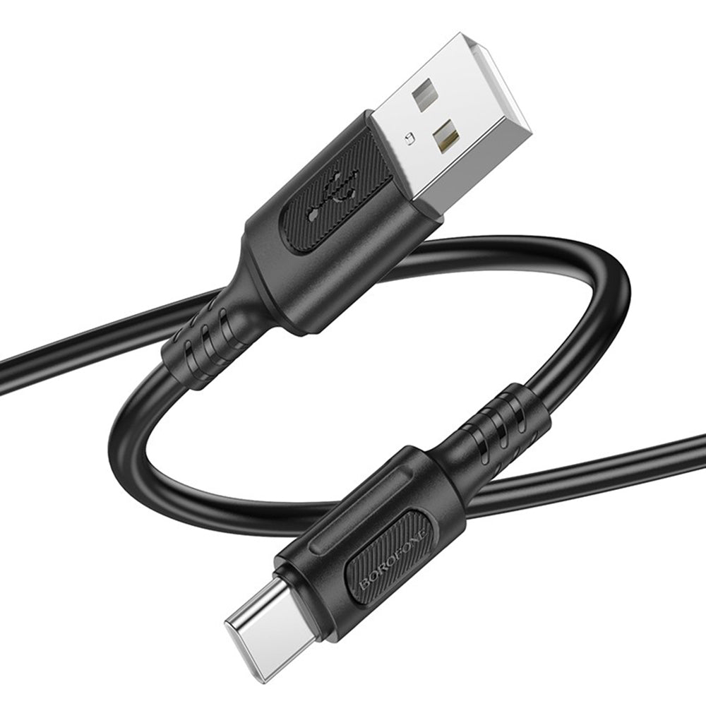 Cablu Borofone Feliz Series (BX111), USB to Type-C, PVC, Universal, 60W, 3A, 1m, Negru