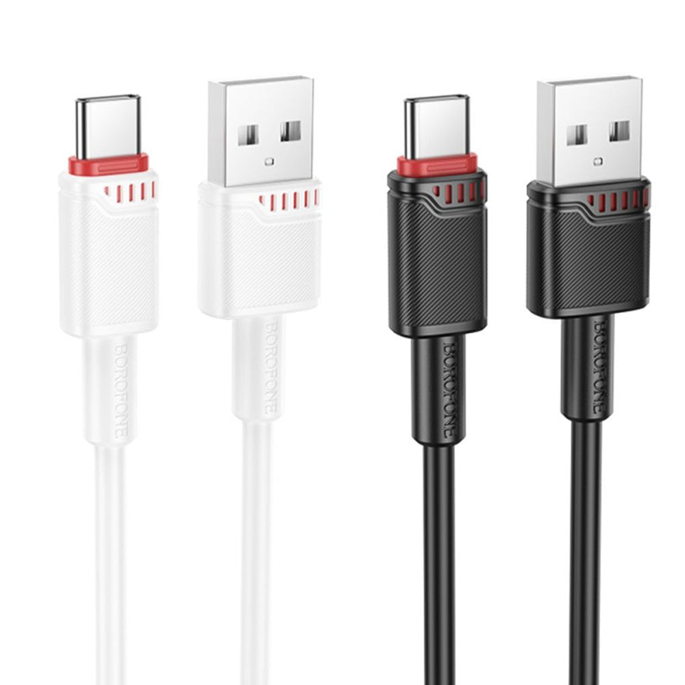 Cablu Borofone Beneficio Series (BX110), Premium Line, USB to Type-C, High-quality, Fast Charging, 3A, 1m, Alb