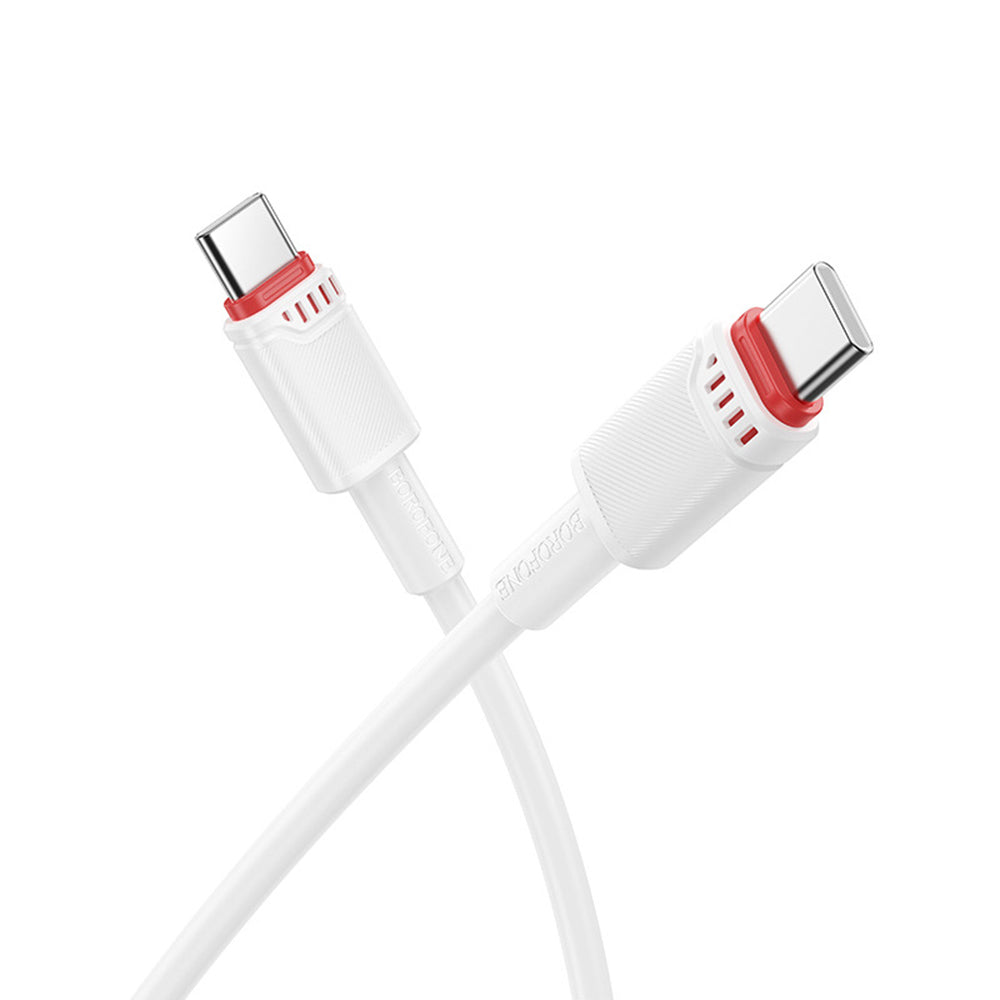 Cablu Borofone Beneficio Series (BX110), Premium Line, Type-C to Type-C, High-quality, Fast Charging, 60W, 1m, Alb