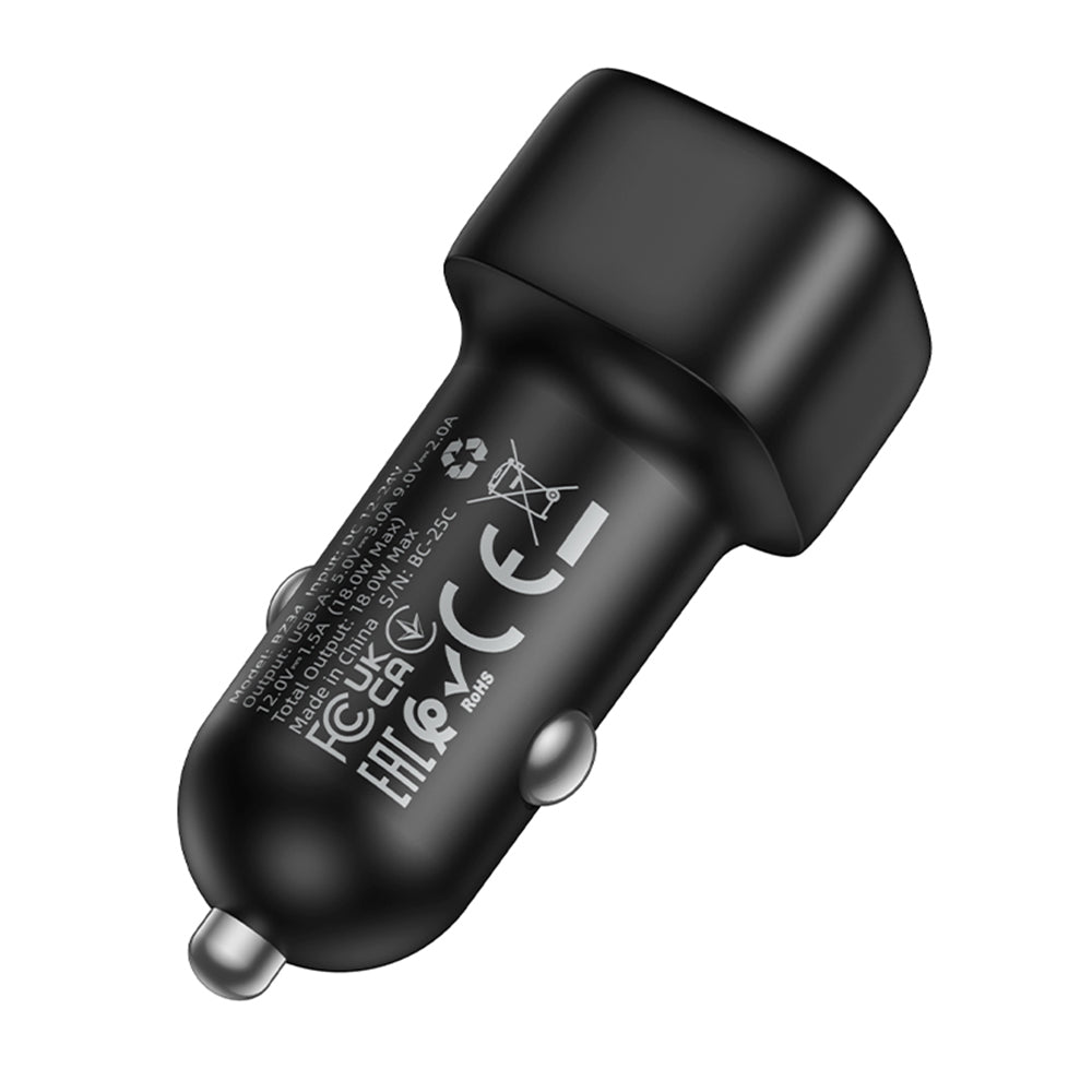 Incarcator Borofone Car Cloud (BZ34), USB, Single Port, 18W (QC/FCP/AFC), ABS, for 12-24V, Negru