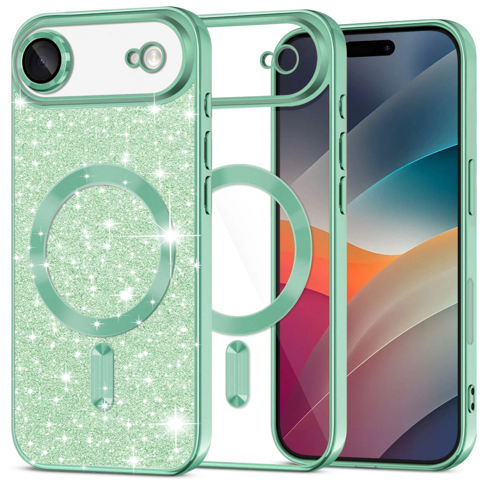 Husa de protectie Techsuit Luxury Glitter MagSafe compatibil cu iPhone 17 Air, Verde Deschis
