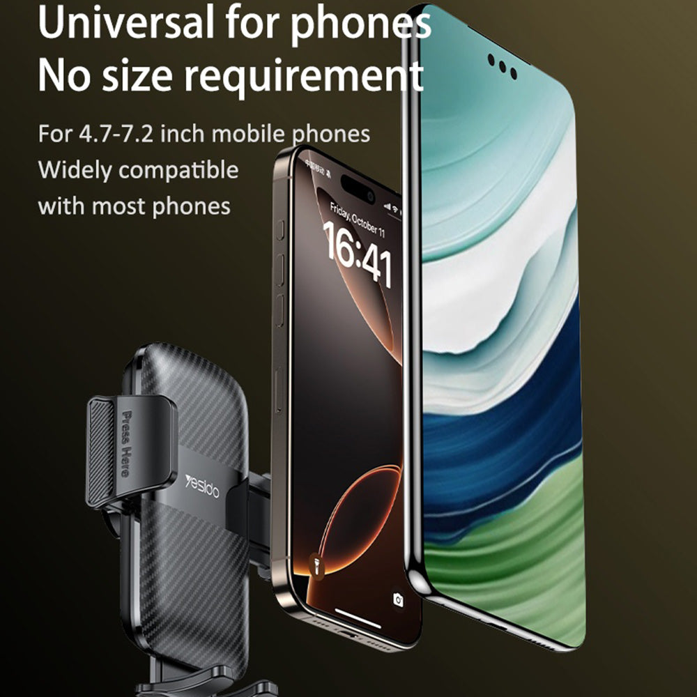 Suport Yesido 4in1 (C274), Cup Storage, Phone Mount and Sundries Storage, 720° Adjustable Angle, 4.7-7.2", Negru