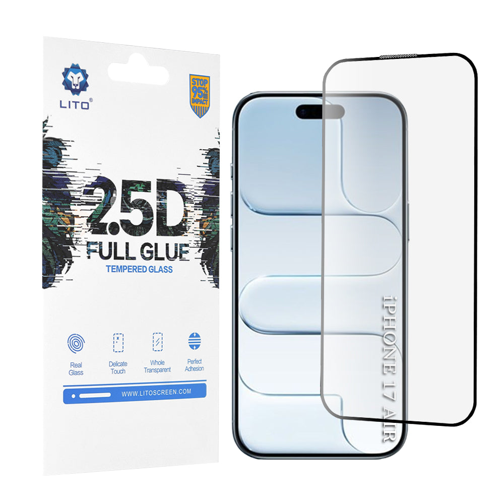 Folie de protectie Lito 2.5D FullGlue Glass compatibil cu iPhone 17 Air, Negru