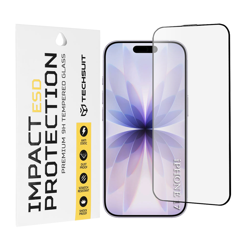 Folie de protectie Techsuit ESD Glass compatibil cu iPhone 17, Negru