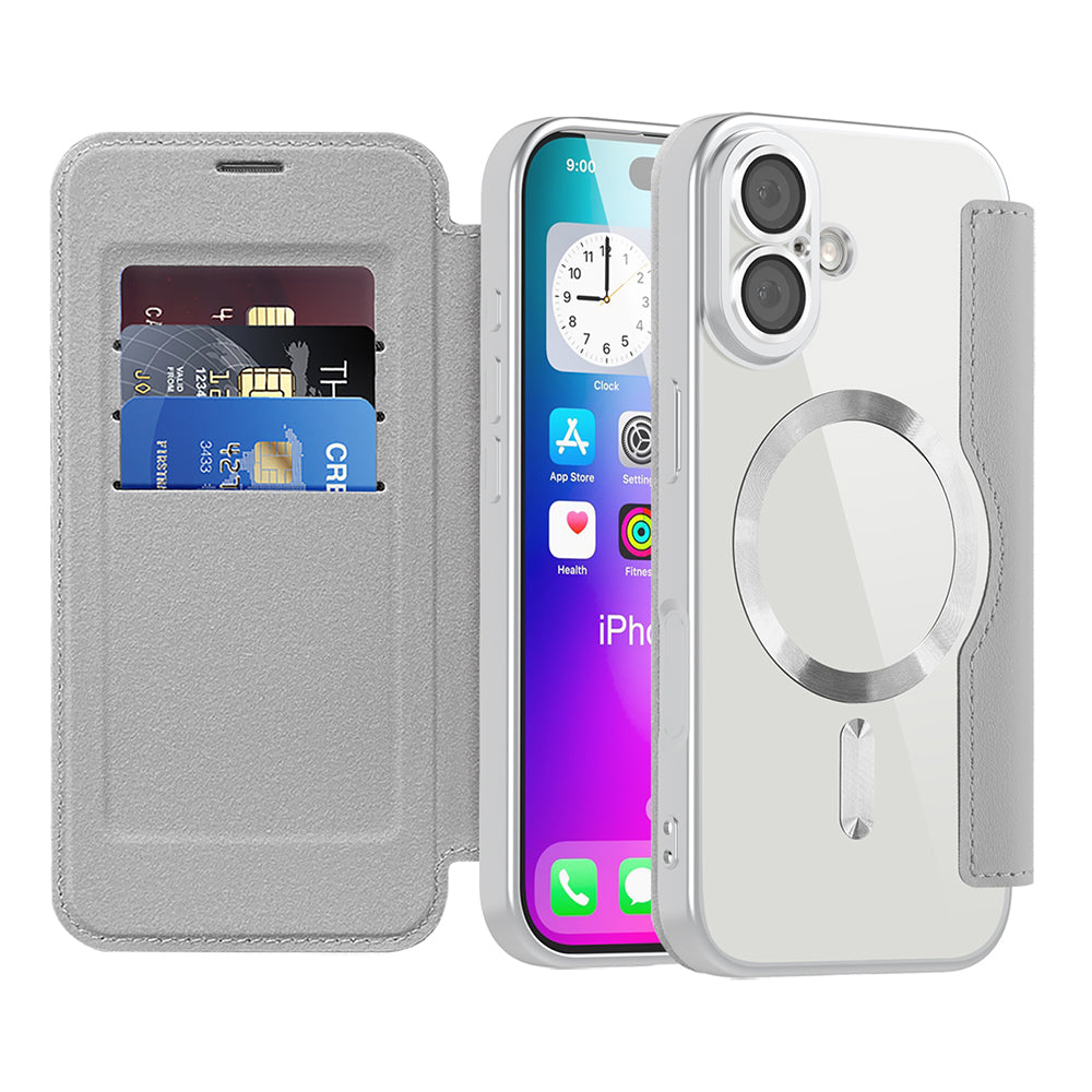 Husa de protectie Techsuit SmartMag Book compatibil cu iPhone 17, Gri
