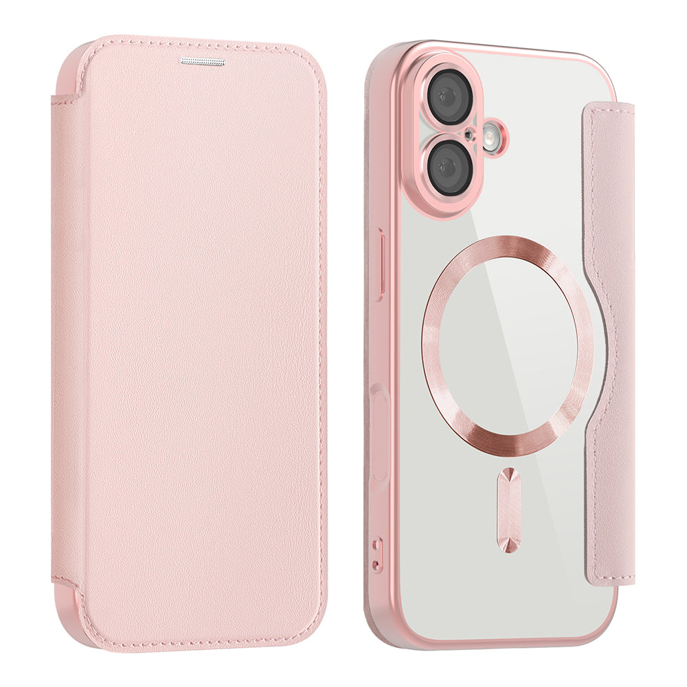 Husa de protectie Techsuit SmartMag Book compatibil cu iPhone 17, Roz