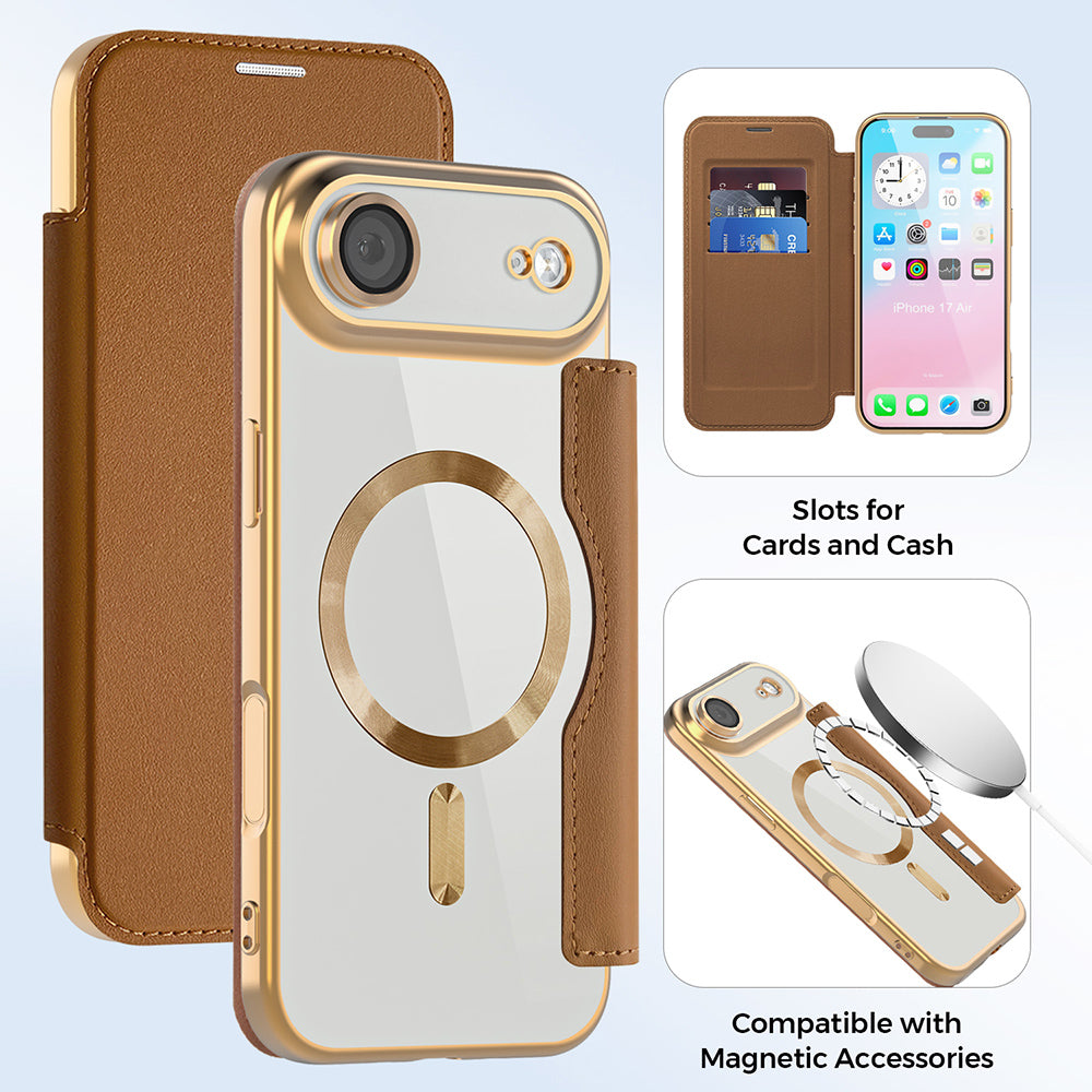 Husa de protectie Techsuit SmartMag Book compatibil cu iPhone 17 Air, Maro