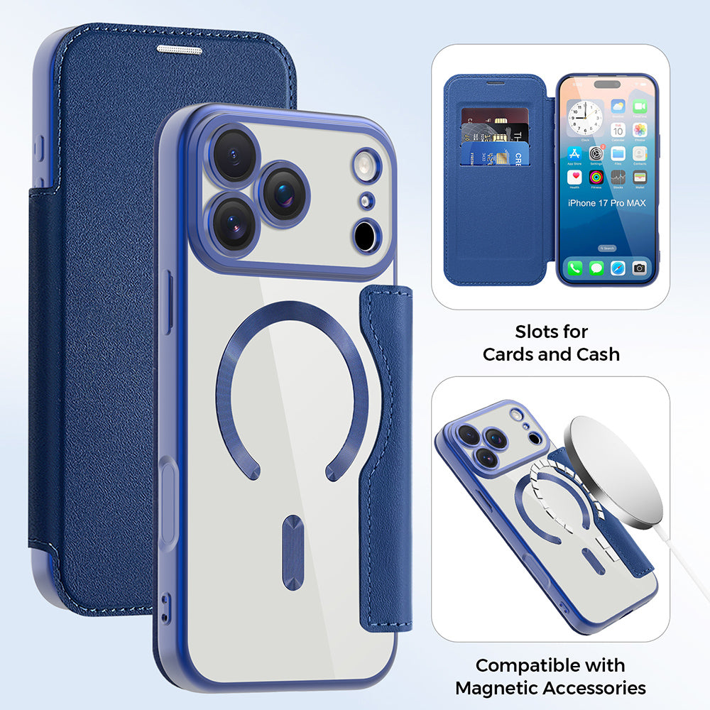 Husa de protectie Techsuit SmartMag Book compatibil cu iPhone 17 Pro Max, Albastru