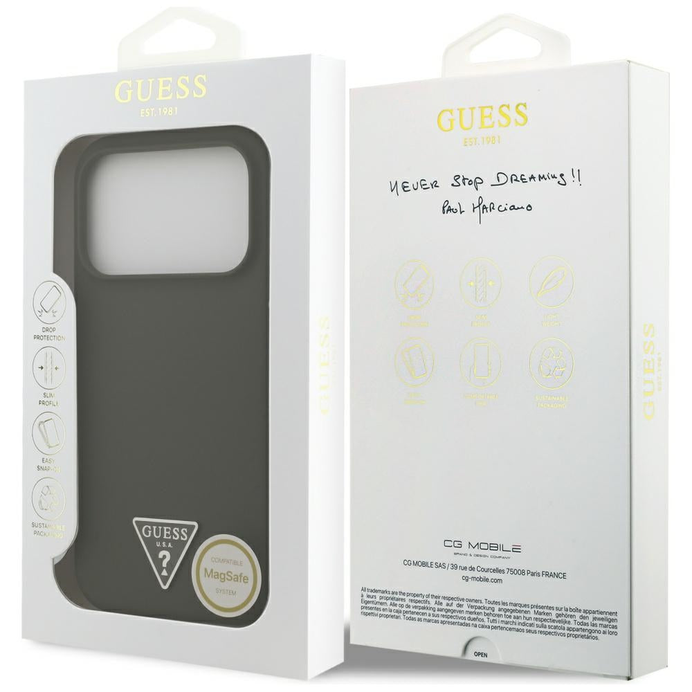 Husa de protectie Guess Silicone Triangle Logo MagSafe (GUHMP17LSCTRLMA) compatibil cu iPhone 17 Pro, Kaki