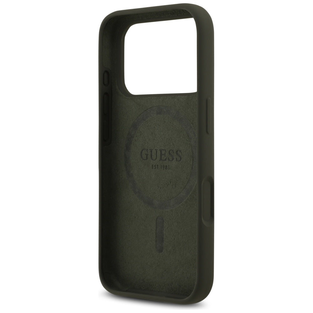 Husa de protectie Guess Silicone Triangle Logo MagSafe (GUHMP17LSCTRLMA) compatibil cu iPhone 17 Pro, Kaki