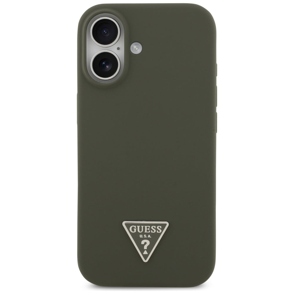 Husa de protectie Guess Silicone Triangle Logo MagSafe (GUHMP17SSCTRLMA) compatibil cu iPhone 17, Kaki