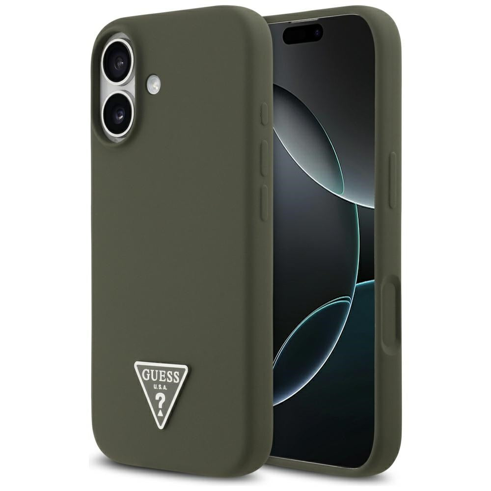 Husa de protectie Guess Silicone Triangle Logo MagSafe (GUHMP17SSCTRLMA) compatibil cu iPhone 17, Kaki