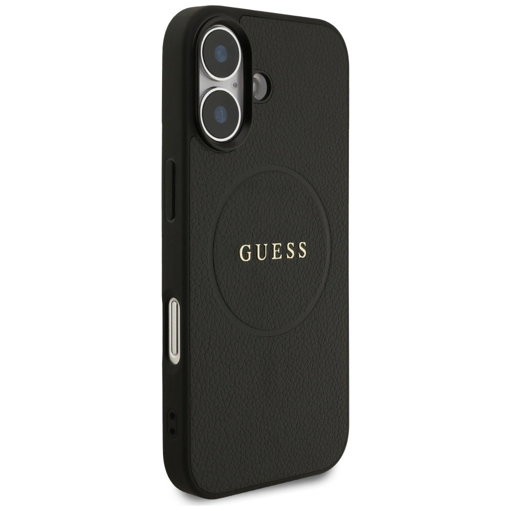 Husa de protectie Guess Grained Gold Ring MagSafe (GUHMP17SPGHSMMK) compatibil cu iPhone 17, Negru