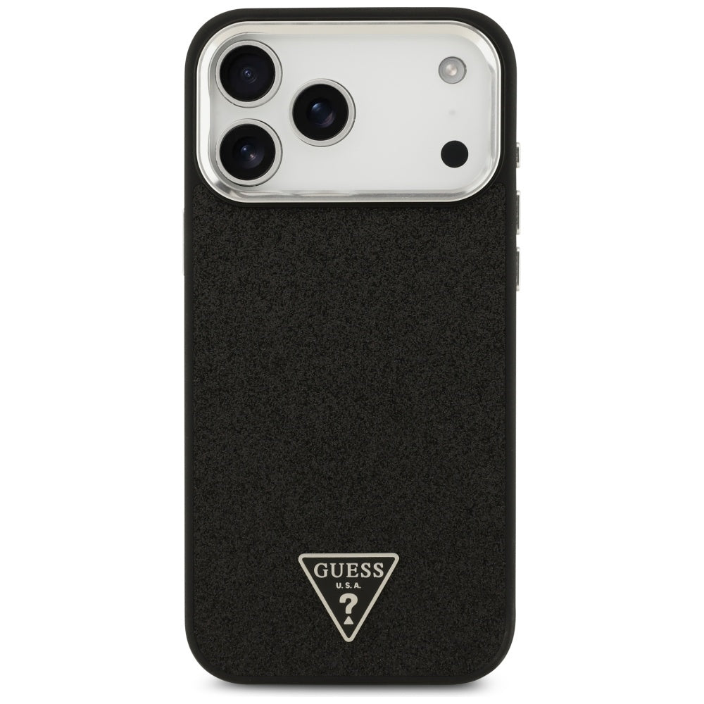 Husa de protectie Guess Glitter Triangle Logo MagSafe (GUHMP17XPFGTSCMK) compatibil cu iPhone 17 Pro Max, Negru