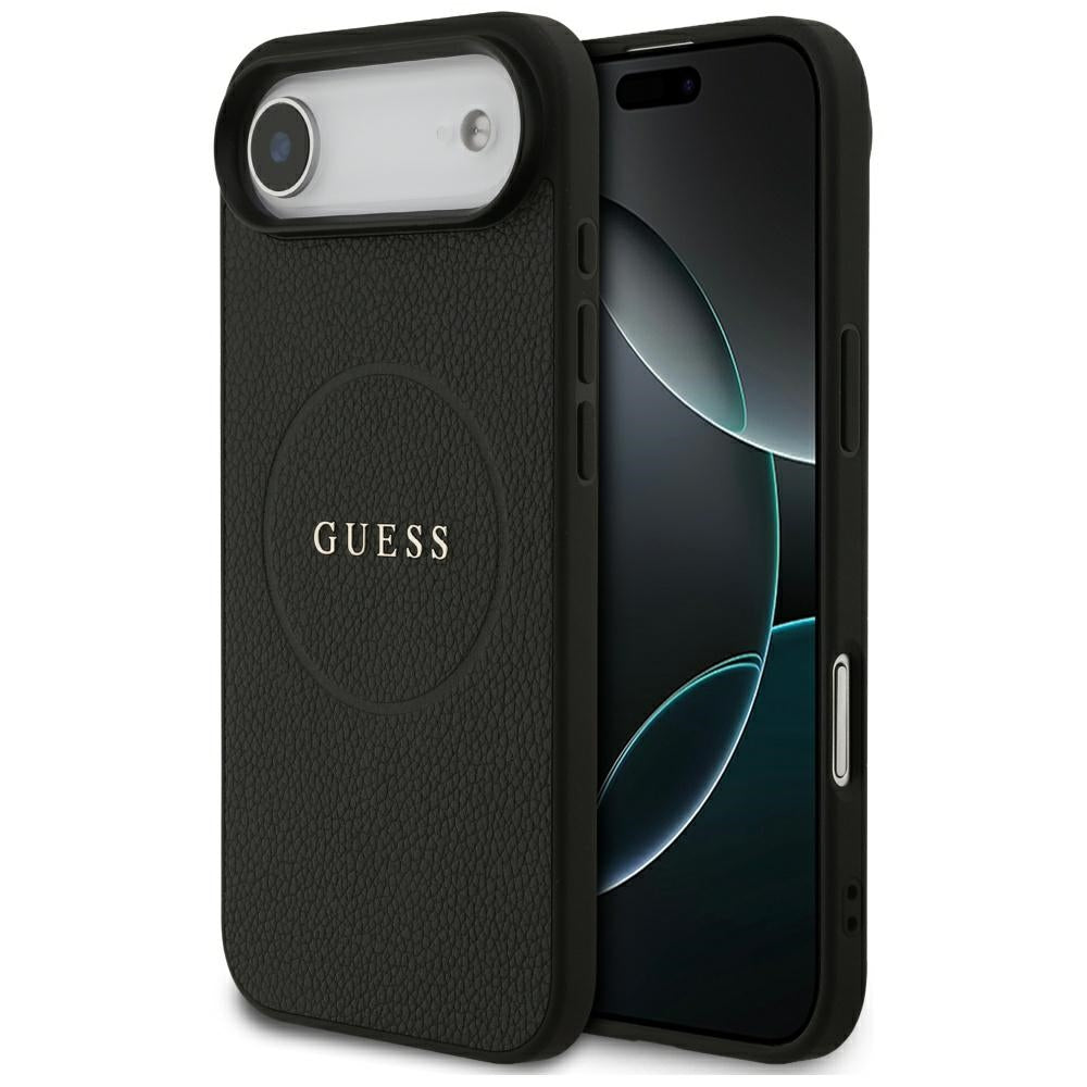 Husa de protectie Guess Grained Gold Ring MagSafe (GUHMP17MPGHSMMK) compatibil cu iPhone 17 Air, Negru